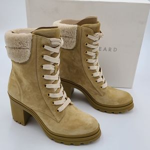 Veronica Beard Tan Lace Up Boots